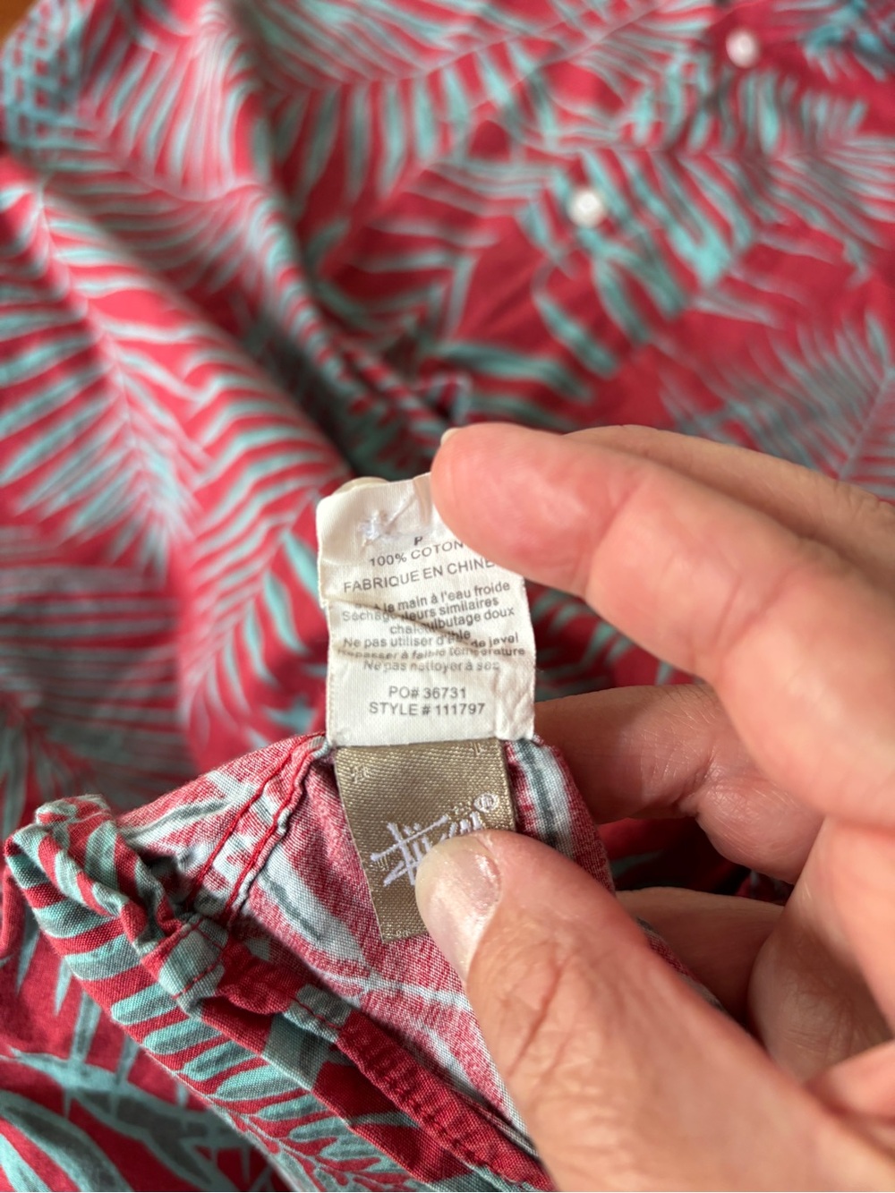 Stussy Palm Leaf Hawaiian Button Shirt - Size Small - Picture 4 of 7